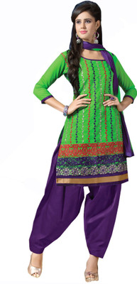 

Khushali Chanderi Self Design, Embroidered, Embellished Salwar Suit Dupatta Material(Un-stitched), Light green