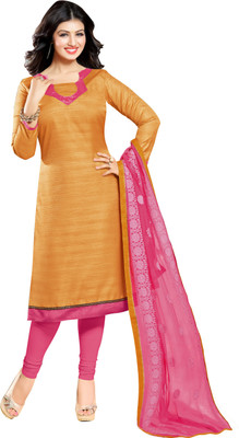 

Jiya Silk Self Design Salwar Suit Dupatta Material(Un-stitched), Orange;pink
