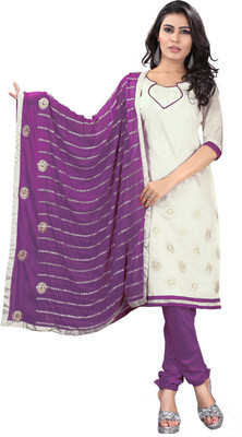 

Khushali Jacquard Self Design, Embroidered Salwar Suit Dupatta Material(Un-stitched), White