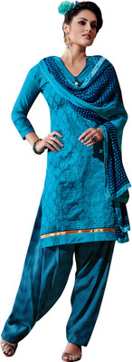 

Jiya Chanderi Self Design, Embroidered Salwar Suit Dupatta Material(Un-stitched), Blue;light blue