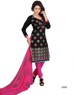 

Trendz Apparels Chanderi Embroidered Dress/Top Material(Un-stitched), Black
