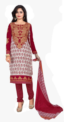 

Women Latest Fancy Designer Salwar Suit Crepe Printed Salwar Suit Dupatta Material(Un-stitched), Multicolor