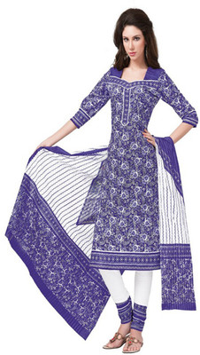

Javuli Cotton Printed Salwar Suit Dupatta Material(Un-stitched), Purple;white