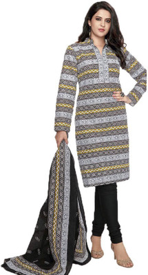 

Indian Wear Online Cotton Printed Salwar Suit Dupatta Material(Un-stitched), Grey