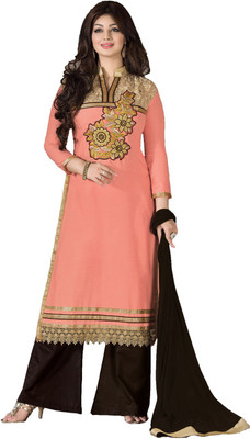 

Party Wear Dresses Cotton Embroidered Semi-stitched Salwar Suit Dupatta Material, Orange