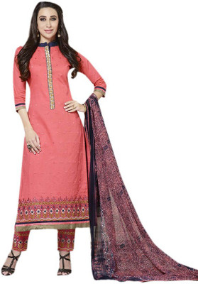

Trendz Apparels Cotton Embroidered Salwar Suit Dupatta Material(Un-stitched), Pink