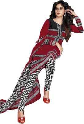 

Indian Wear Online Cotton Printed Semi-stitched Salwar Suit Dupatta Material, Red