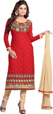 

Trendz Apparels Georgette Embroidered Salwar Suit Dupatta Material(Un-stitched), Red