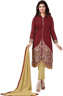 

BanoRani Chanderi Embroidered Salwar Suit Dupatta Material(Un-stitched), Maroon