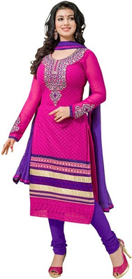 

Parishi Fashion Silk Embroidered Salwar Suit Material(Un-stitched), Pink