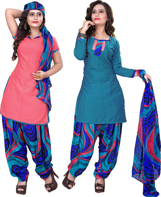 

Jiya Crepe Self Design, Printed Salwar Suit Dupatta Material(Un-stitched), Blue;multicolor;pink