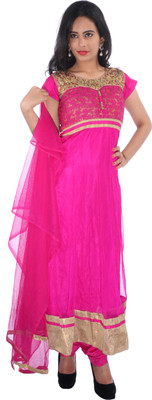 

JT International Net Embroidered Salwar Suit Dupatta Material(Un-stitched), Pink