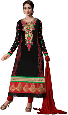 

Trendz Apparels Georgette Embroidered Dress/Top Material(Un-stitched), Black