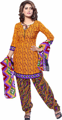 

Trendz Apparels Cotton Printed Dress/Top Material(Un-stitched), Orange