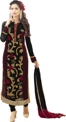 

Khushali Georgette Self Design, Embroidered, Embellished Salwar Suit Dupatta Material(Un-stitched), Black;multicolor;pink