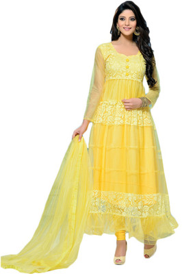 

Javuli Net Self Design Semi-stitched Salwar Suit Dupatta Material, Yellow
