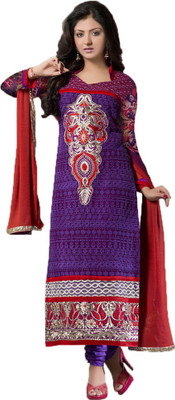 

Indian Wear Online Georgette Embroidered Semi-stitched Salwar Suit Dupatta Material, Blue