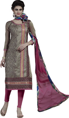 

Jiya Chanderi Self Design, Embroidered Salwar Suit Dupatta Material(Un-stitched), Beige