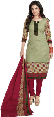 

Akag Cotton Printed Salwar Suit Dupatta Material(Un-stitched), Green