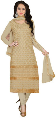 

Khushali Georgette Self Design, Embroidered Salwar Suit Dupatta Material(Un-stitched), Beige