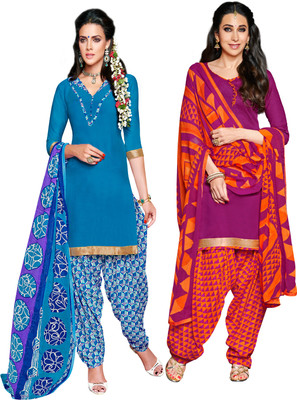 

Jiya Cotton Self Design, Printed Salwar Suit Dupatta Material(Un-stitched), Rani;sky blue