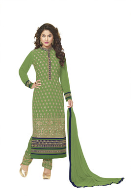 

BanoRani Georgette Embroidered Semi-stitched Salwar Suit Dupatta Material, Green