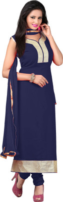 

V And V Shop Georgette Embroidered Semi-stitched Salwar Suit Dupatta Material, Blue;white