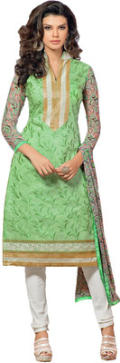 

Indian Wear Online Georgette Embroidered Semi-stitched Salwar Suit Dupatta Material, Light green