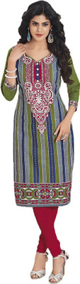 

Indian Wear Online Cotton Printed Kurti Fabric(Un-stitched), Green