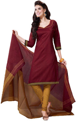 

Party Wear Dresses Cotton Printed Salwar Suit Dupatta Material(Un-stitched), Brown