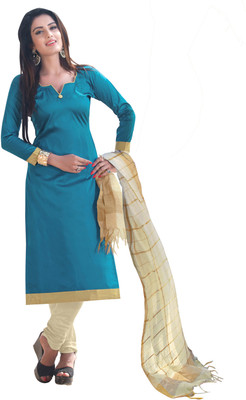 

Jiya Silk Self Design Salwar Suit Dupatta Material(Un-stitched), Beige;light blue
