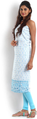 

Kasturi-B Swadeshi Karigari Jacquard Embroidered Salwar Suit Material(Un-stitched), Blue;white