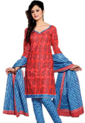 

Indian Wear Online Cotton Printed Semi-stitched Salwar Suit Dupatta Material, Multicolor
