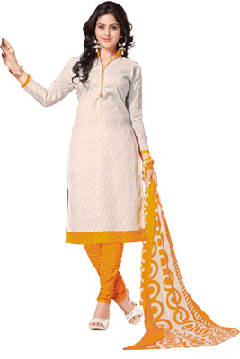 

Khushali Jacquard Self Design Salwar Suit Dupatta Material(Un-stitched), White;yellow