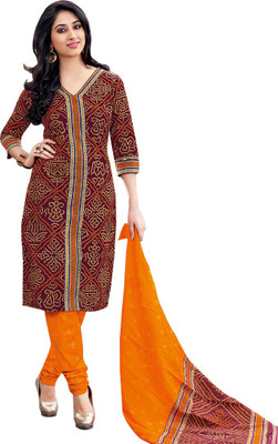 

Party Wear Dresses Cotton Printed Salwar Suit Dupatta Material(Un-stitched), Maroon