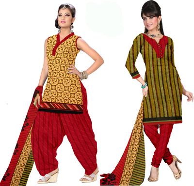 

Women Latest Fancy Designer Salwar Suit Crepe Printed Salwar Suit Dupatta Material(Un-stitched), Multicolor