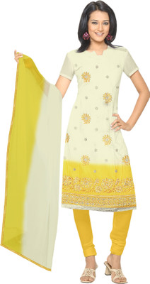 

Indian Wear Online Cotton Embroidered Salwar Suit Dupatta Material(Un-stitched), Beige