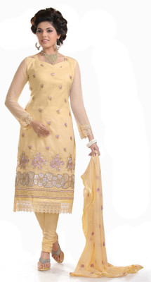 

Khushali Cotton Self Design, Embroidered Salwar Suit Dupatta Material(Un-stitched), Beige