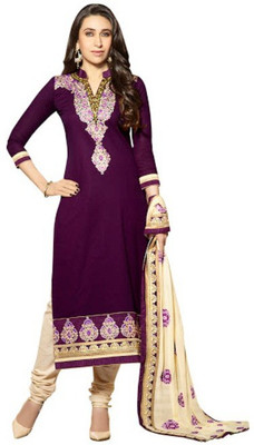 

Parishi Fashion Cotton Embroidered Salwar Suit Dupatta Material(Un-stitched), Purple