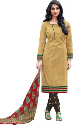 

Indian Wear Online Cotton Printed Salwar Suit Dupatta Material(Un-stitched), Yellow