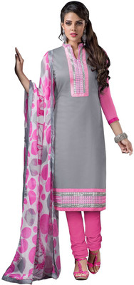 

K D Collection Chanderi Embroidered Salwar Suit Dupatta Material(Un-stitched), Grey