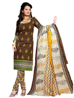 

Indian Wear Online Cotton Printed Semi-stitched Salwar Suit Dupatta Material, Multicolor