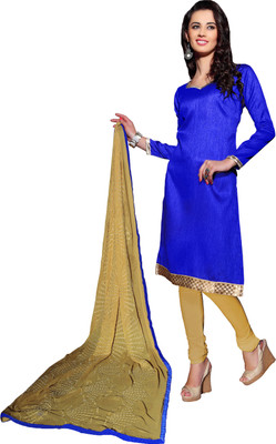 

Jiya Silk Self Design Salwar Suit Dupatta Material(Un-stitched), Beige;blue
