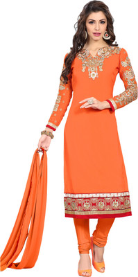 

Jiya Georgette Self Design, Embroidered Salwar Suit Dupatta Material(Un-stitched), Orange