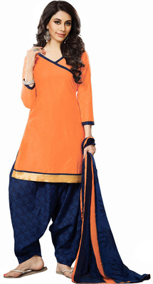 

Jiya Cotton Self Design Salwar Suit Dupatta Material(Un-stitched), Dark blue;orange