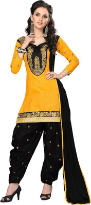 

Khushali Cotton Self Design, Embroidered Salwar Suit Dupatta Material(Un-stitched), Black;yellow