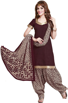 

Pshopee Cotton Printed Salwar Suit Dupatta Material(Un-stitched), Brown