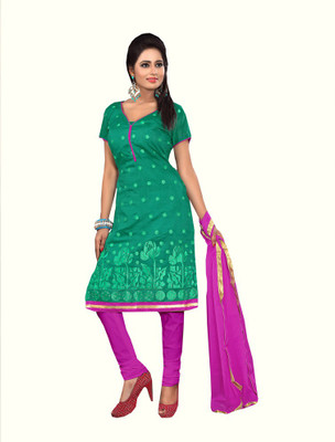 

Trendz Apparels Chanderi Embroidered Dress/Top Material(Un-stitched), Green