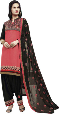 

Dazzling Array Cotton Embroidered Semi-stitched Salwar Suit Dupatta Material, Red