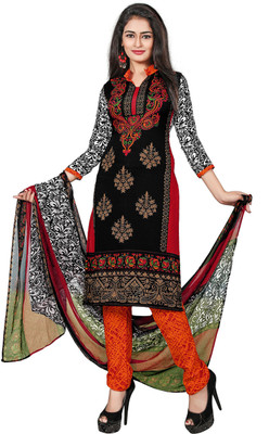 

Jiya Crepe Self Design, Printed Salwar Suit Dupatta Material(Un-stitched), Black;multicolor;orange